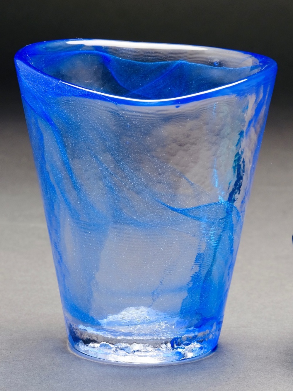 Kosta Boda Mine Blue Swirl Art Glass Tumbler By Ulrica Hydman-Vallien Sweden